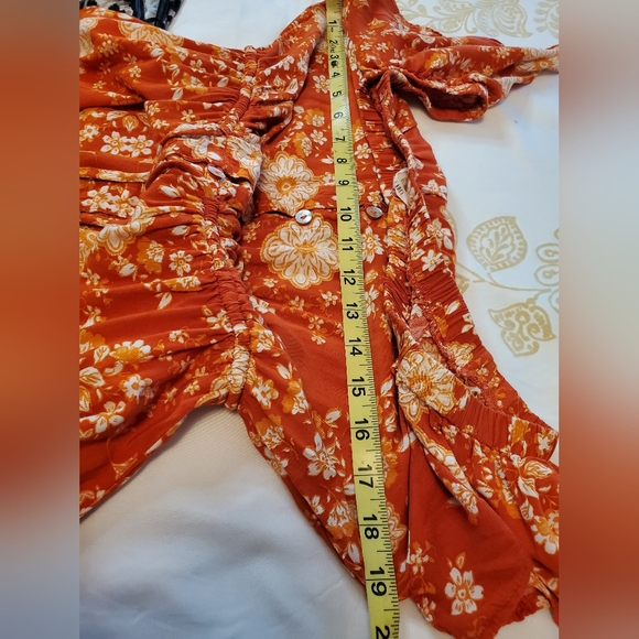 Anthropologie Abel the Label Rustica Floral Orange Hi Low Midi Dress Women´s M - Picture 5 of 7